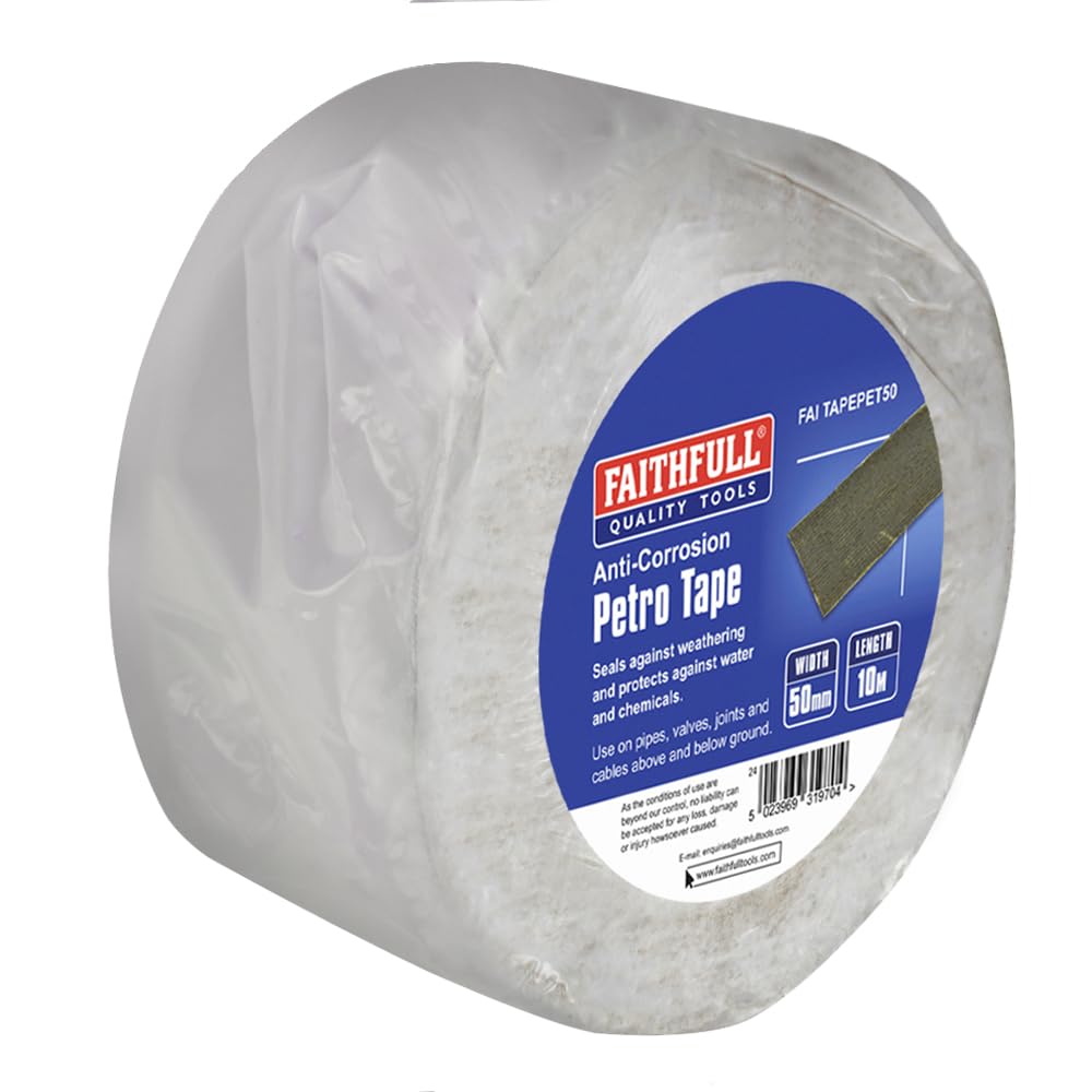 Faithfull FAITAPEPET50 Petro Anti-Corrosion Weatherproof Tape 50mm x 10M for Protection of Exposed Metal Pipework