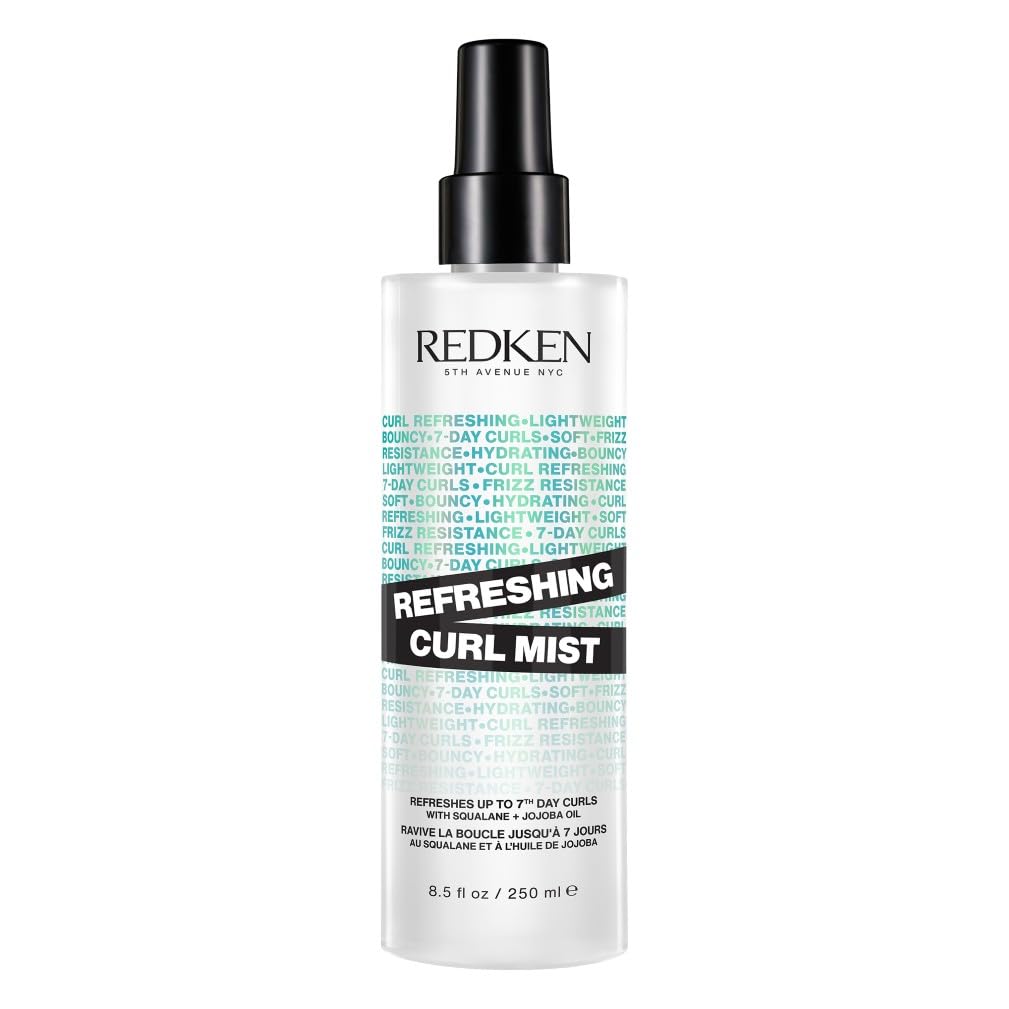 REDKEN Refreshing Curl Mist for Curly & Coily Hair, Up To 7-Day Curl Refreshing Mist, Reactivate and Define Curls, With Squalane and Jojoba Oil, 250ml