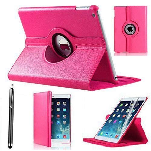 Leather Flip 360 Rotation Case For iPad 10.2" 7th/8th Generation (2019-2020) Corner Protection and Stand Feature (Include Stylus Pen) (Pink)