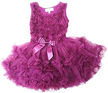 Popatu Baby Girls Size Sleeveless Tutu Dress, (Deep Plum (6X-7))