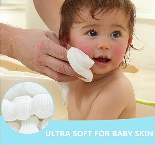 Baby Muslin Washcloths- Natural Muslin Cotton Baby Wipes - Soft Newborn Baby Face Towel for Sensitive Skin- Baby Registry as Shower Gift, 10 Pack 10x10 inches By MUKIN (White) - Thumbnail 7