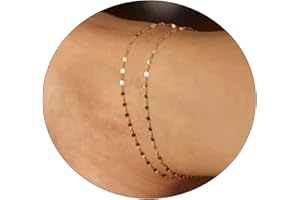 Sewyer Gold Layered Ankle Bracelets for Women 14K Gold Plated Four Layer Rhinestone CZ Anklet Cuban Figaro Fishbone Pearl Link Anklets Set Summer Jewelry Gift