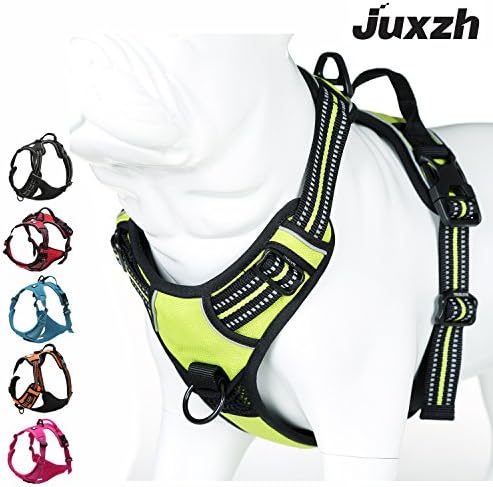 juxzh Truelove Soft Front Dog Harness .Best Reflective No Pull Harness with Handle and 2 Leash Attachments