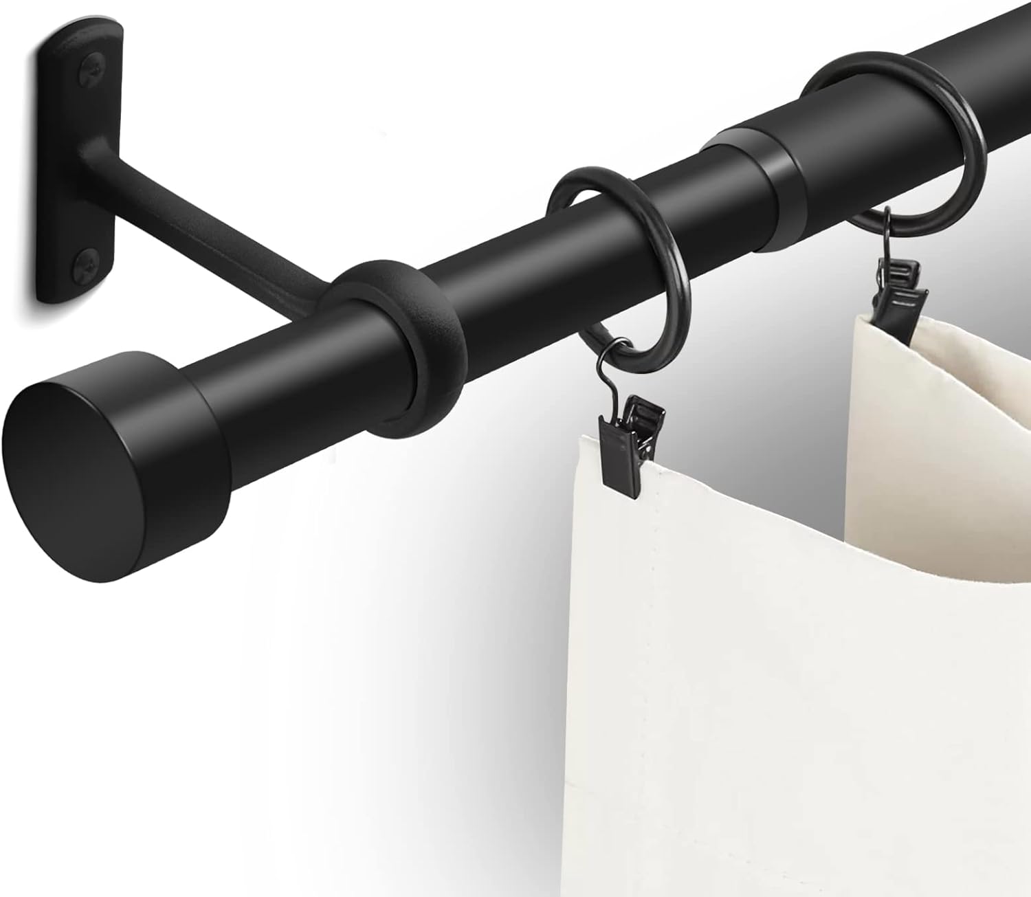 Window Treatment Hardware - 1 Inch Curtain Rods for Windows, 32 to 144 Black Rustic Rod Set, Modern Design Drapery with Brackets Room Divider Rods, Industrial Window For Indoor and Outdoor