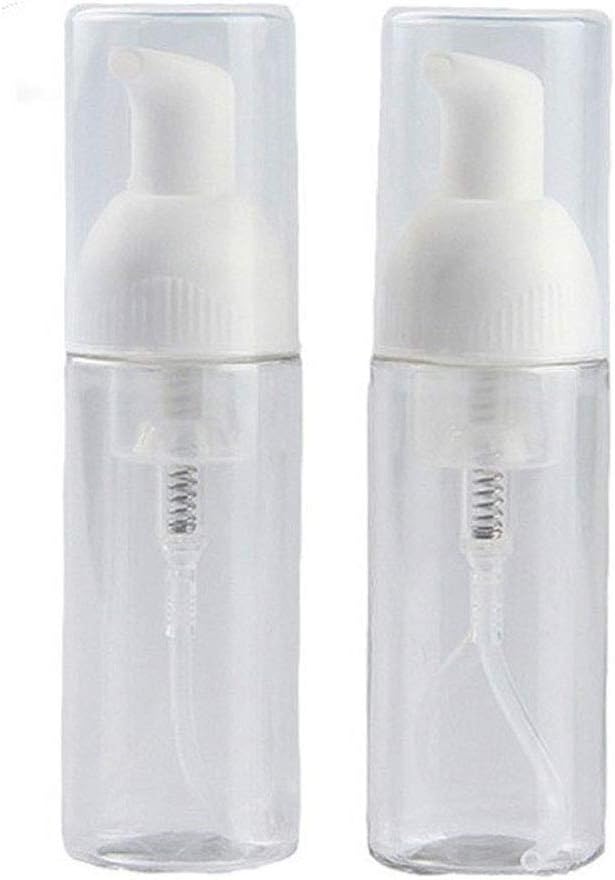 KeCool50 ml Foaming Plastic Pump Bottle Soap Foam Dispenser - Refillable Portable Empty Foaming Hand Soap Suds Dispenser Bottle Mini Size Pressing Foam Type Travel Dispenser (2 Pack, Transparent)