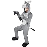 GKTOP Hooded Donkey Costume for Adult, Gray Donkey Jumpsuit, Farm Animal Costume Halloween Cosplay Outfit