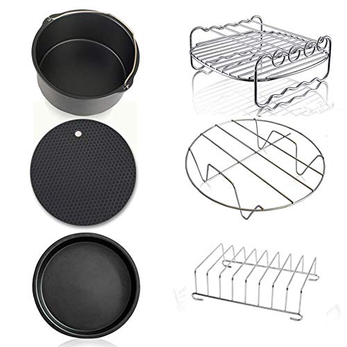 Click Here to See More Images 8 inch XL Air Fryer Accessories Set of 6 for Phillips Cozyna and Secura etc,Fit all 5.3QT - 5.8QT Air Fryer