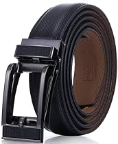 Marino Men&rsquo;s Genuine Leather Ratchet Dress Belt with Open Linxx Buckle, Enclosed in an Elegant Gift Box - Black - Style 155 - Custom: Up to 44