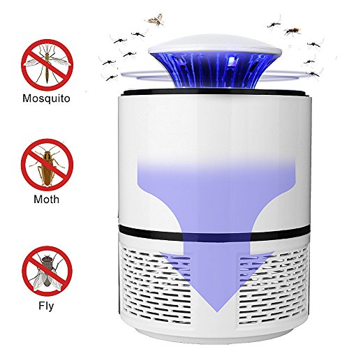 Electric Mosquito Trap Lamp - USB Powered UV LED Attractant Insect Killer with Built in Fan Mosquito Catcher - User Friendly & Eco-Friendly - Ideal for Indoor Use (White)