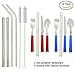 Reusable Tableware Set with Stainless Steel Straws, TIMGOU 2 Flatware Sets with Carry Case, Knife, Fork, Spoon, Chopsticks, and 4 Metal Drinking Straws with Brush for 20oz 30oz Tumbler (Red, Blue)