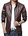 KIWEN Men's Stand Up Collar Faux Leather Jacket Slim Fit