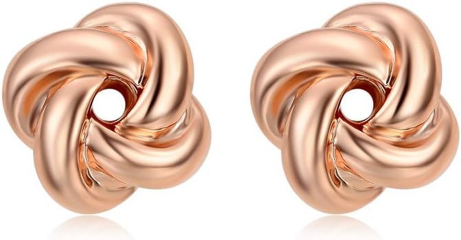 DIFINES Redbarry Korean Style Love-knot Shaped Twist Gold Plated Post Stud Earrings, Gift for Women/Girls Love, Thanks, Valentine's Day,Women's Day