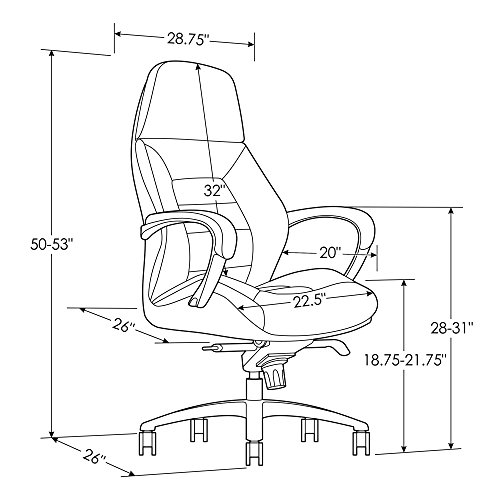Zuri Furniture Gates Genuine Leather Aluminum Base High Back Executive