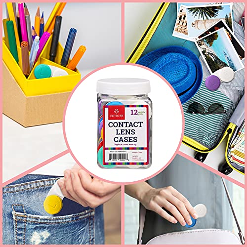 Contact Lens Cases, 12 Pack Assorted Separate Colors Eye Contact