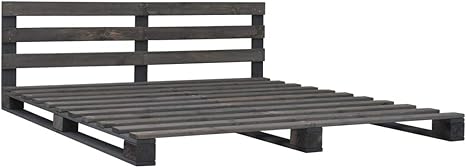 Vidaxl Solid Pine Pallet Bed With Headboard Pallet Furniture Solid Wood Bed Futon Bed Frame Double Bed 140 X 200 Cm Grey Amazon De Kuche Haushalt