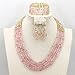 Africanbeads 6mm 5Rows Pink and Gold African Wedding Jewelry Set,Crystal Beads Necklace Set