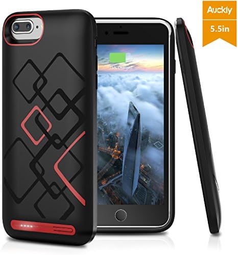iPhone 8 Plus / 7 Plus Battery Case, Auckly 6000mAh External Juice Charger Pack, Extended Portable Charger Case with Lightning Port, Rechargeable Protective Case for iPhone 8 Plus/7 Plus (5.5 Inch)