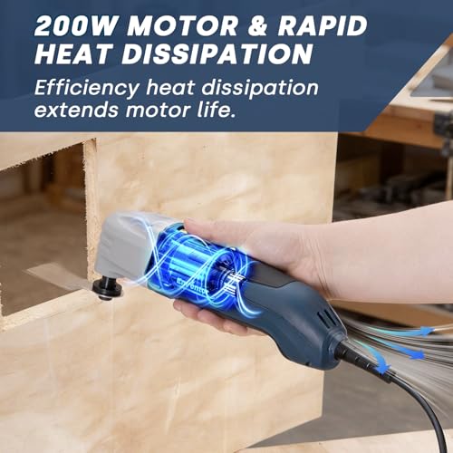 Enventor Oscillating Multitool 200W, 22000 RPM, 3° Oscillation Angle, Multifunction Tool Includes 1 Scraper, 1 Saw Blade and 16 Sandpaper for Cutting, Carving and Polishing