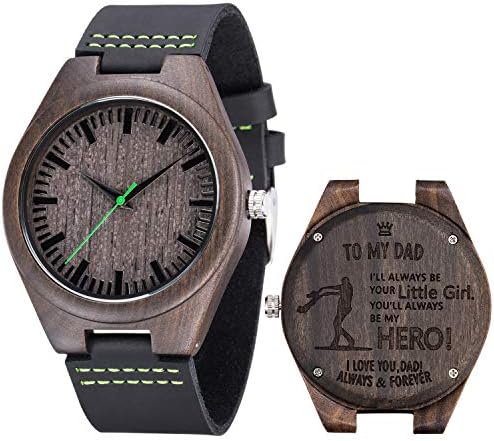 Custom Engraved Wood Bamboo Watch for Men Analog Quartz Watches Personalized Birthday Anniversary Christmas Gift for Husband and Son