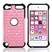iPod Touch 7th Generation case, 6th Generation Cases, Protective Case for iPod Touch 5 6 7 Gen Bumper Accessories (Pink w/Crystal)