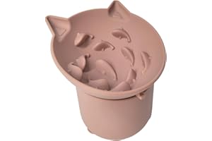 AVYDIIF Elevated Cat Slow Feeder Bowl, Silicone Raised Cat Bowls for Food and Water, Wide Shallow Cat Food Dish, Whisker Fatigue, Lead & Cadmium Free, Great Height for Cat(Pink, 1Pack)