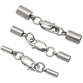 20pcs Round Tube Cord End Caps Glue in Endcap Clasps for 1.5mm Beading Cord Wire Thread Sterling Silver Plated Brass DIY Craft Jewelry Making CF225-2