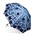 Honeystore Wedding Lace Sun UV Parasol 2 Folding 3D Flower Embroidery Umbrella 1811 Blue