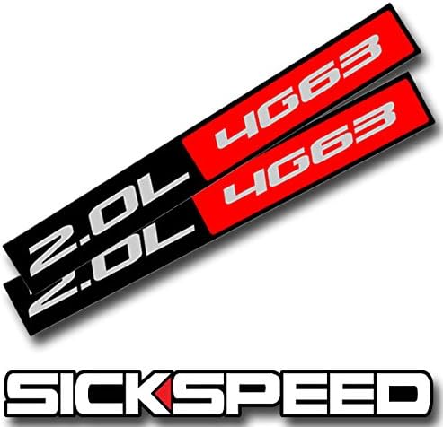 2X Black/Red Metal 2.0L 4G63 Engine Race Motor Swap Badge For Trunk Hood Door for Mitsubishi Lancer