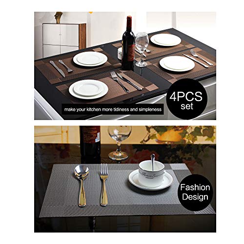 Placemats Set of 4, HeatResistant Woven Vinyl Placemat, NonSlip
