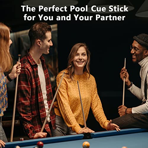 Pool Cue Stick 2 Piece Billiard Cue Sticks with 13mm Tip | Heavy Hitter Jump Break Cue Lightweight Portable Wooden Cue Stick Hand Painted Billiard Sticks for House Bar Club Men Women