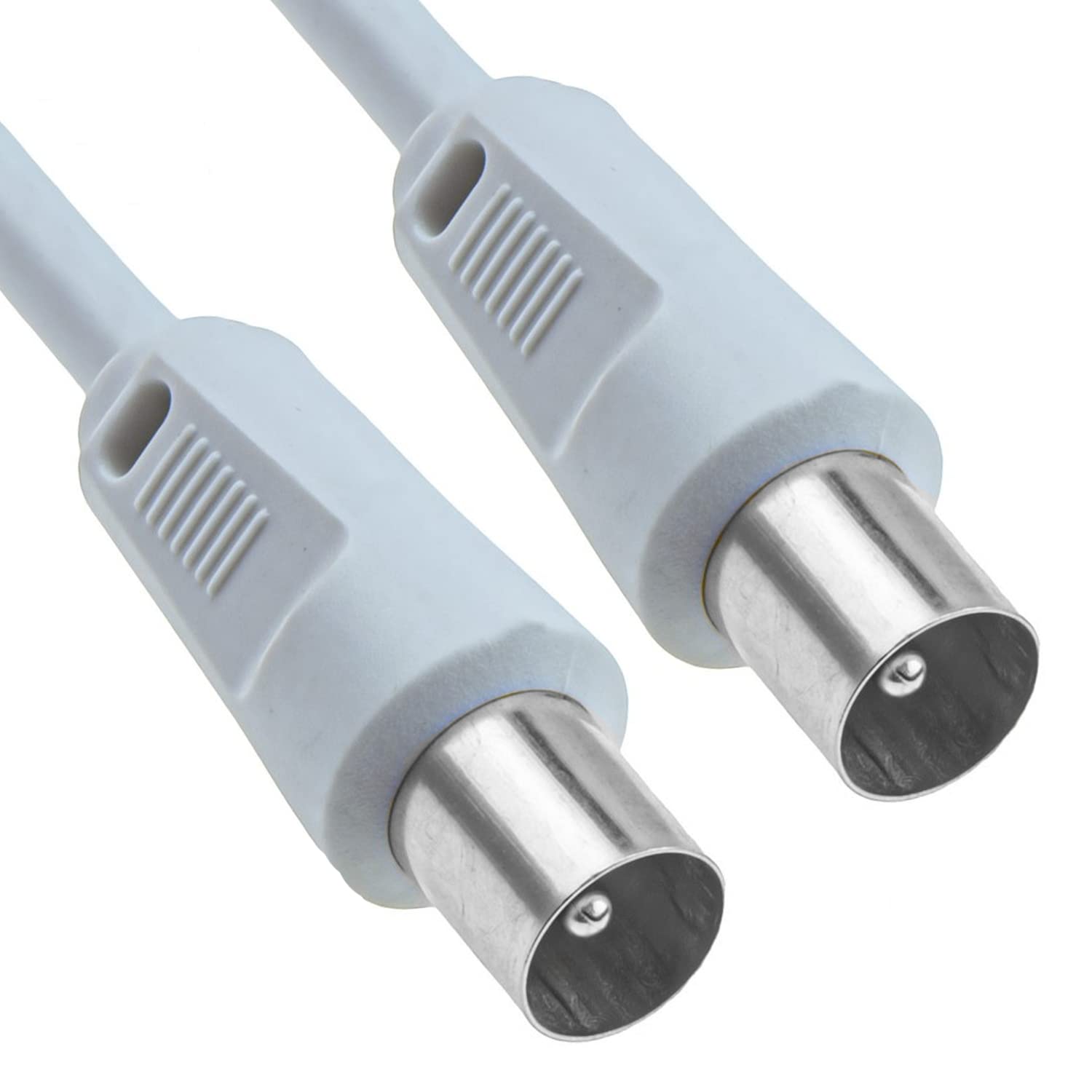 Digital TV Aerial Fly Lead 2m Coaxial Cable, Coax to Coax, Silver-Plated Contacts, High Signal Transfer, Durable, Strong Connection for TV, Satellite, Antenna, Ideal for Home Entertainment Systems