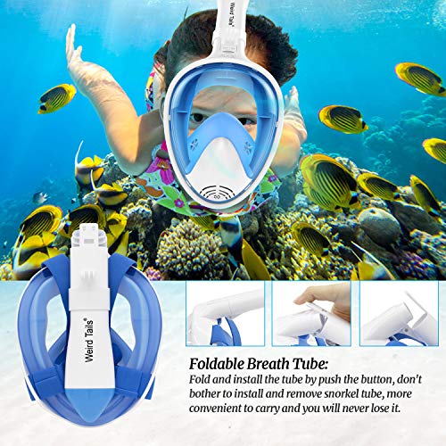 weird tails 2019 Upgraded Full Face Snorkel Mask, Foldable Snorkeling Mask for Adults and Kids with Camera Mount 180° Large Panoramic View Easy Breath Dry Top Set Anti-Fog Anti-Leak