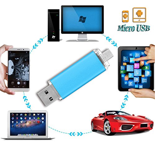 Flash Drive 32GB for Android Phone, Gig Stick OTG, USB2.0 Dual Flash Stick 32GB JBOS Memory Stick, Thumb Drives Pen Drive for Computers & Android Micro Device (Phone Tablet PC Samsung,etc) Light Blue