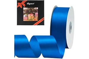 LIUYAXI Solid Color Double Faced Blue Satin Ribbon 1-1/2" X 50 Yards, Ribbons Perfect for Crafts, Wedding Decor, Bow Making, Sewing, Gift Package Wrapping and More