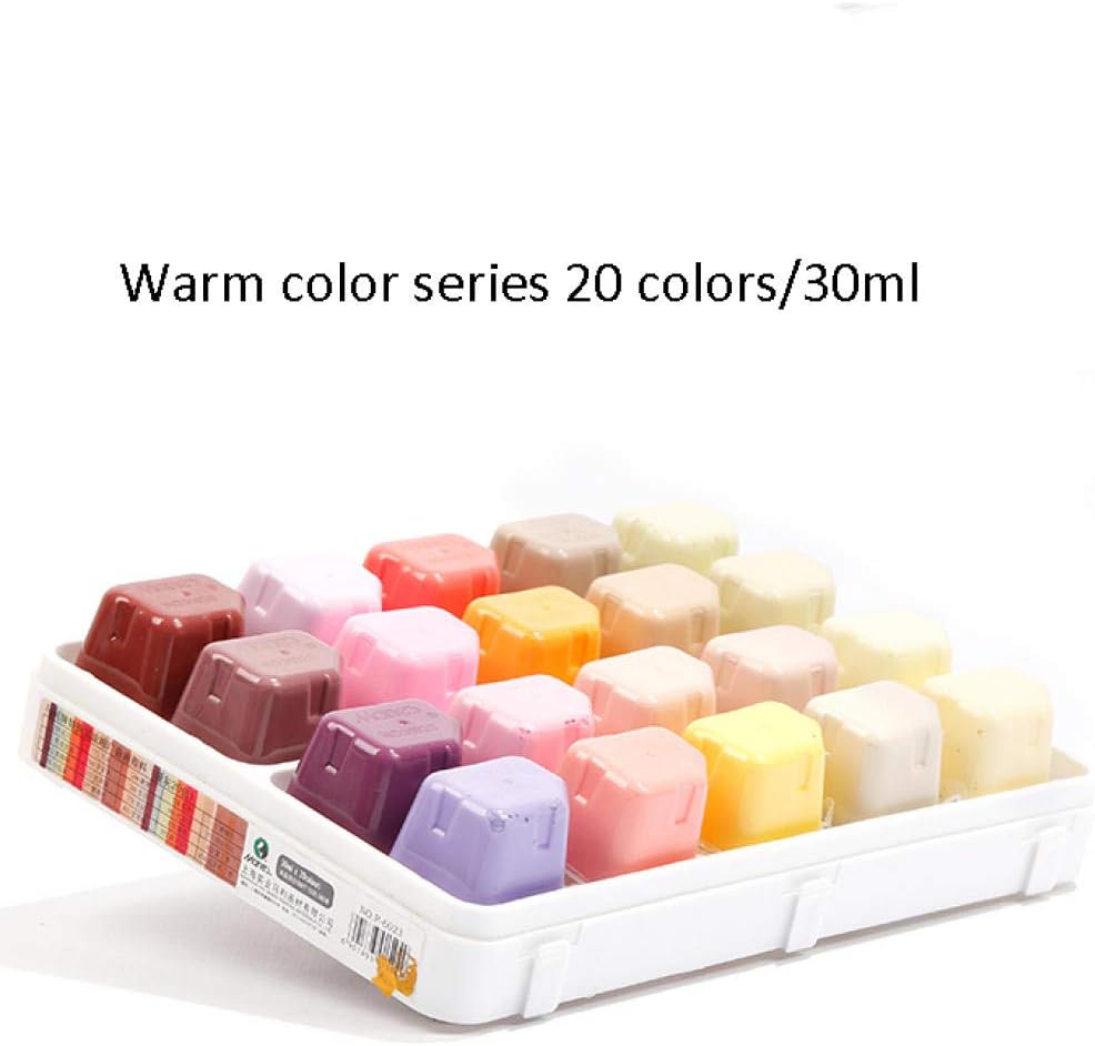 Jelly Gouache Watercolor Paint Set 20 Colors 30ml Advertising Picture Gouache Paint Art Supplies-Warm Color Series 20