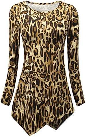 OUNI Women Casual T-Shirts Tie Dyed Hankerchief Hemline Tunic Tops