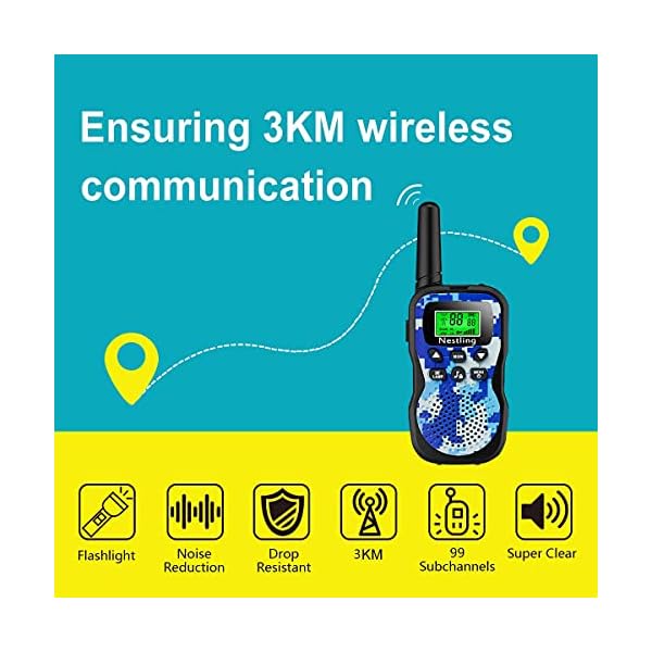 Nestling-Walkie-Talkies-3-Pack-Upgraded-Version-Camouflage-Exterior-8-Channels-2-Way-Radio-Toys-with-Backlit-LCD-Flashlight-3-Miles-Range-for-Kids-Indoor-Outdoor-Activity Nestling Walkie Talkies 3 Pack, Upgraded Version Camouflage Exterior 8 Channels 2 Way Radio Toys with Backlit LCD…