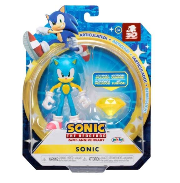 Sonic The Hedgehog 4" Articulated Action Figure Collection (Choose Figure) (Sonic (30th Anniversary)) — image 1
