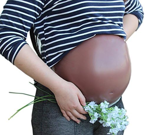 3 Months Soft Brown Silicone False Pregnancy Adhesive Big Fake Belly CD Cross-Dress