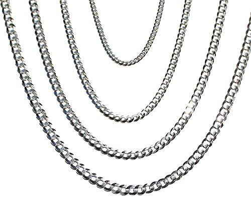 14K Solid White Gold Cuban 3mm Chain 16", 18", 20", 22", 24", 26", 28", 30" (26)