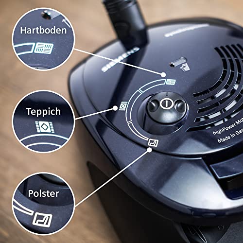 Siemens Staubsauger mit Beutel synchropower VS06B1110, Bodenstaubsauger, Hygiene-Filter, Bodendüse für Hartboden und Teppich, Starke Saugleistung, langes Kabel, Fugendüse, 700 W, blau 10