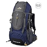 Vbiger Hiking Backpack Water Resistant Daypack 65+5L for Camping, Trekking and Mountain Climbing