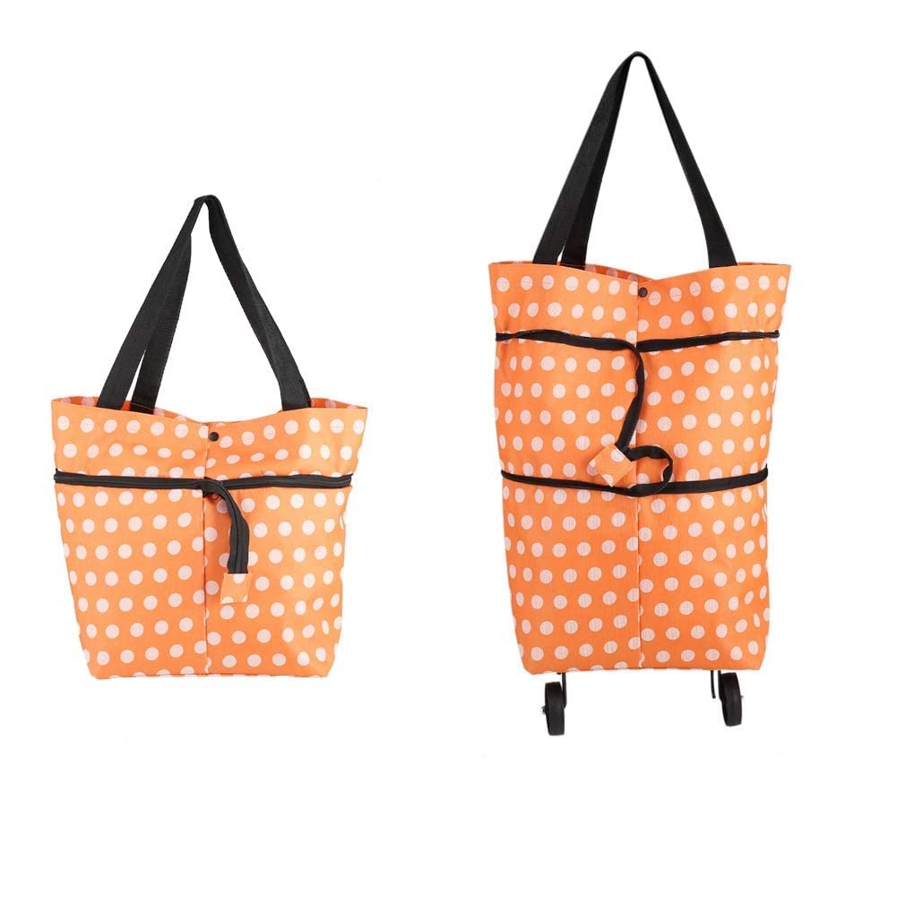 Collapsible Shopping Trolley,Folding Shopping Bag with Wheels,19.29×16.33 in Reusable Collapsible Trolley Bag on Wheels 2-1 Cart for Home Supermarket