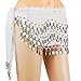 Hip Scarfs for Belly Dancing, 10PCS Hip Scarves with 128-Silver Coins Belly Dance Waist Costume Belt, Chiffon Dangling Belly Dance Sequins Hip Scarf