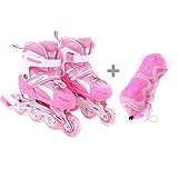Girls Inline Skates Adjustable Rollerblades for Kids Girls, S size with guard, Illuminating Wheel the Premium Breathable Mesh Roller Skates Double Secure Lock