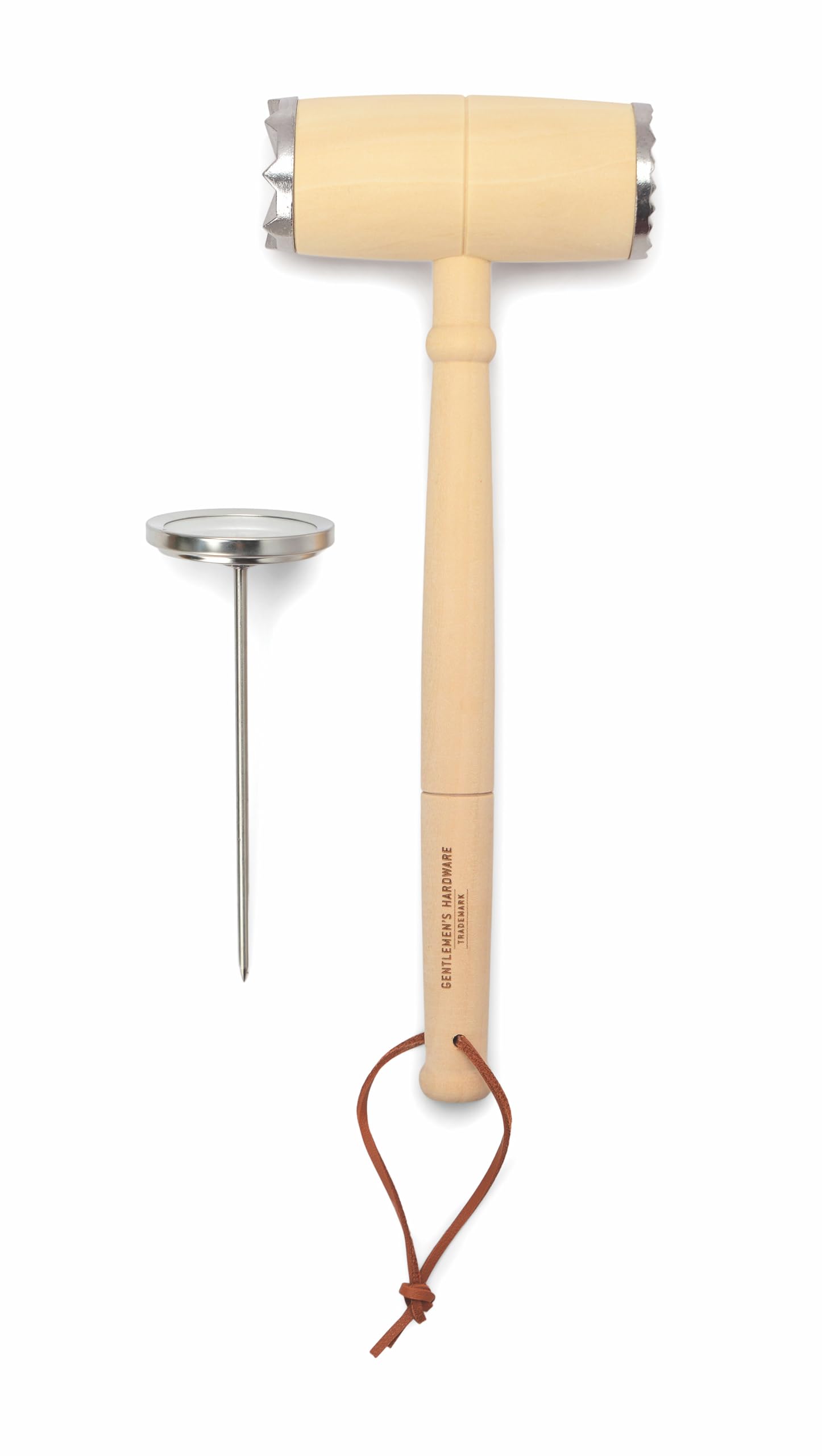 Gentlemen's Hardware BBQ Meat Thermometer and Tenderizer Tool Barbeque Grill Kit, 2-Piece, The Heat Is On