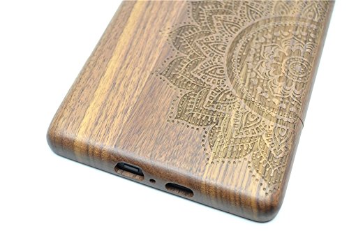 VolksRose Amazon Kindle Paperwhite Wooden Case - Walnut Half Big Mandala Flower - Premium Quality Natural Bamboo / Wood Cover for All Kindle Paper White Versions