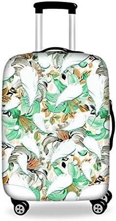 Washable Cyan&White Flowers Travel Luggage Protector Luggage Protector Spandex Suitcase Cover Suitcase Protector Travel Baggage Covers Fits 18-28 Inch Luggage with Zipper S(18"-20")
