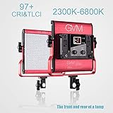 GVM Dimmable Bi-color LED Video Panel Light Variable 2300K~6800K With Digital Display For Studio. CRI97+ TLCI97 + & Brightness of 10~100% Metal Housing for Video Photography Lighting 29W