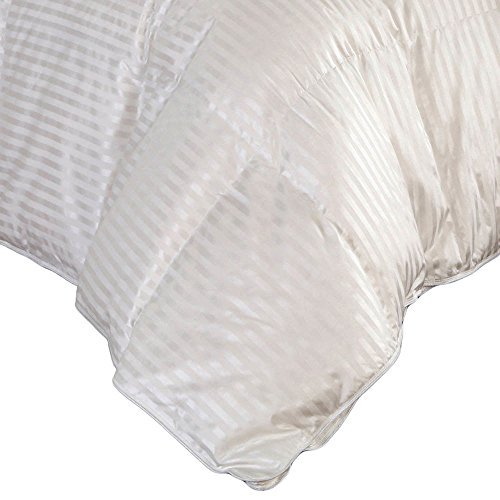 Abripedic SILK GOOSE-DOWN COMFORTER, Luxury Down Duvet Insert, 450 TC Cotton-Silk Striped Cream Shell 650FP, Full/Queen